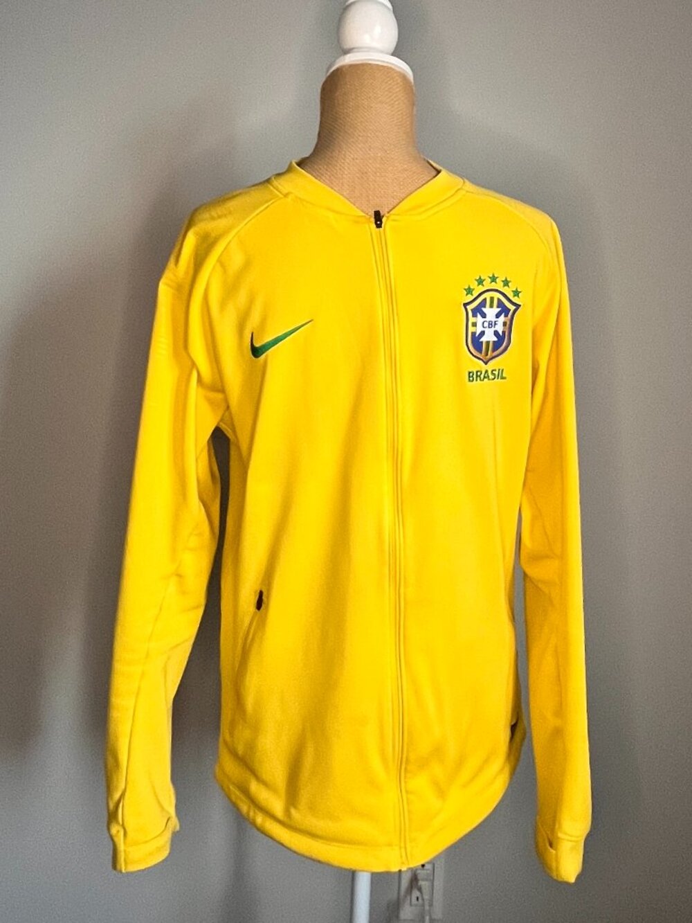 Nike Brazil 2018 World Cup Anthem Jacket Mens Medium Yellow 893584-749 CBF Brasi